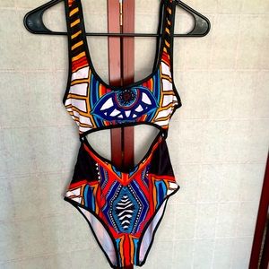 Ekouaer Women's Cutout One Piece Swimsuits Tribal Bathing Suits Monokini, S